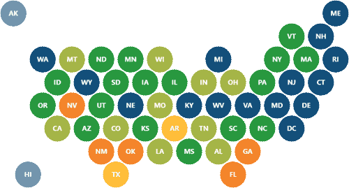 heatmap of selected BOTG search states by hunters